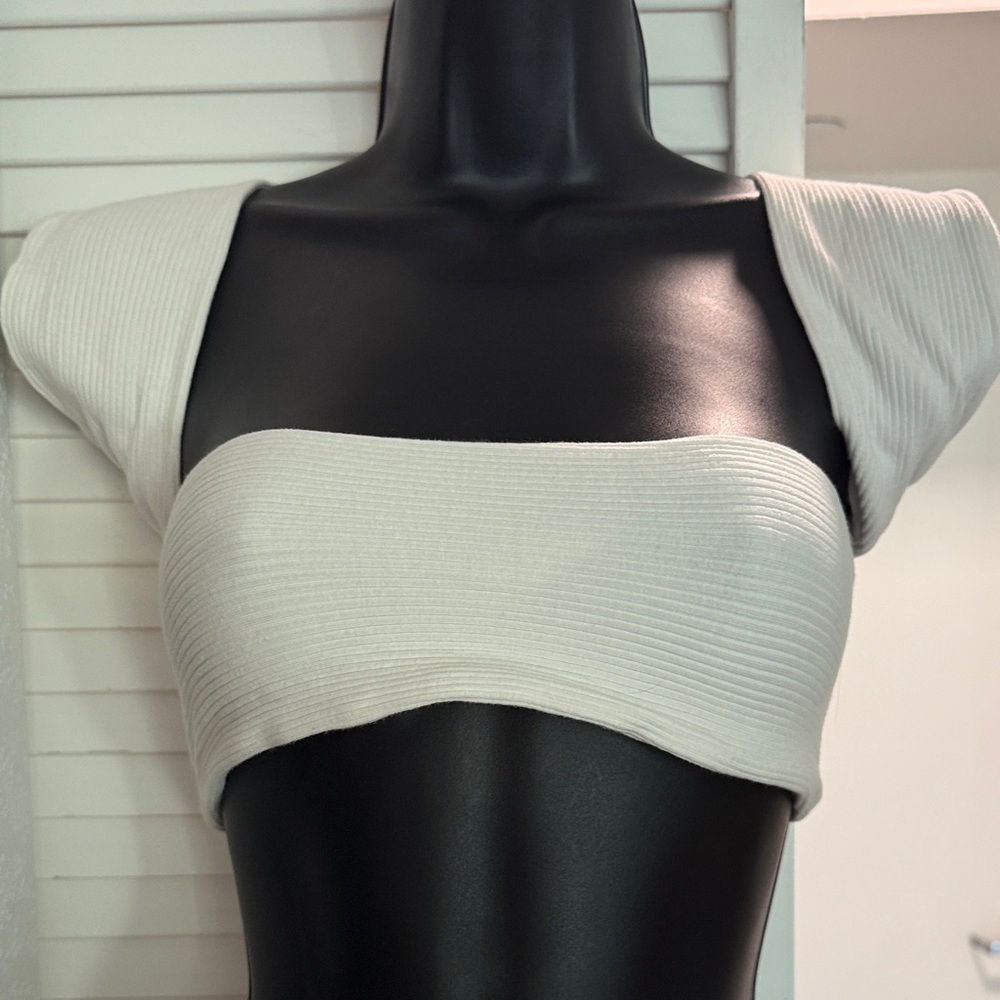 Off-Shoulder White Ribbed Women's Top